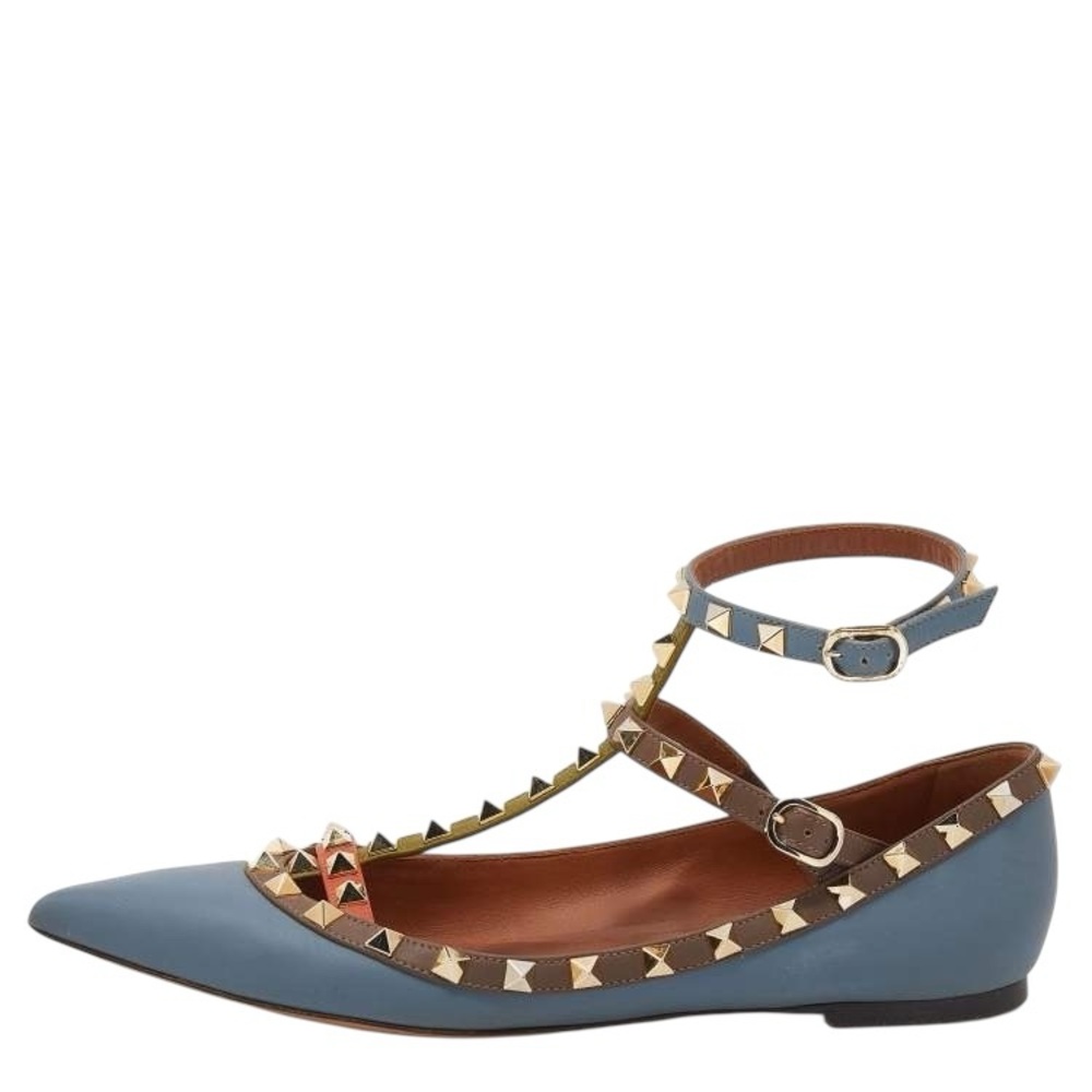 Valentino Garavani Rockstud Caged T Strap Flats
